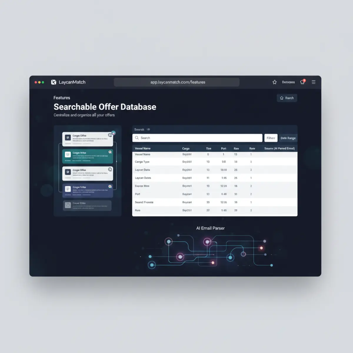 Searchable Offer Database for Shipbrokers
